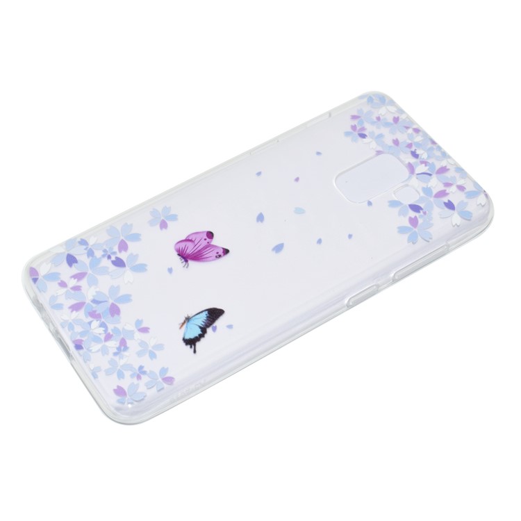 Pattern Printing TPU Cell Phone Case for Samsung Galaxy A8 Plus (2018) - Butterfly and Flower-3
