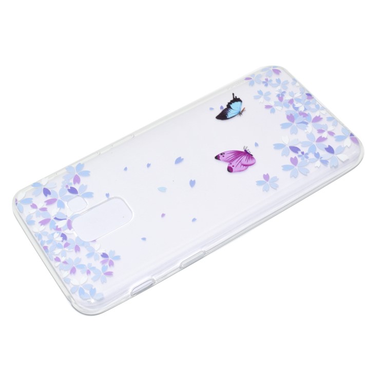 Pattern Printing TPU Cell Phone Case for Samsung Galaxy A8 Plus (2018) - Butterfly and Flower-4