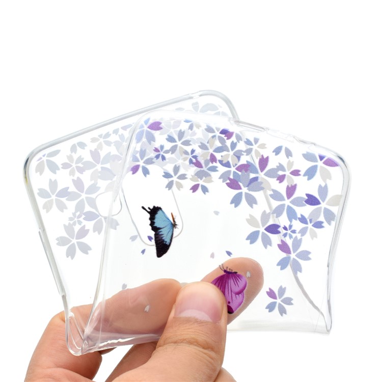 Pattern Printing TPU Cell Phone Case for Samsung Galaxy A8 Plus (2018) - Butterfly and Flower-5