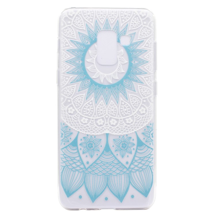 Pattern Printing TPU Case Cover for Samsung Galaxy A8 Plus (2018) - Blue Flower-2