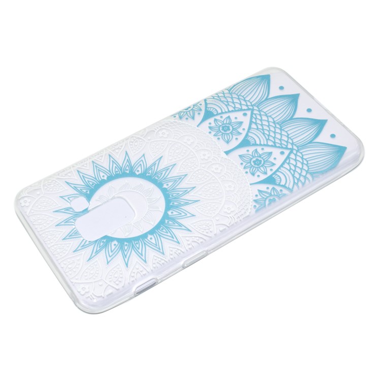 Pattern Printing TPU Case Cover for Samsung Galaxy A8 Plus (2018) - Blue Flower-4