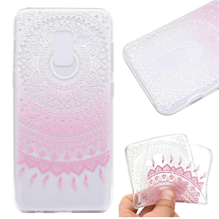 Pattern Printing TPU Protective Case for Samsung Galaxy A8 Plus (2018) - Pink Flower-1