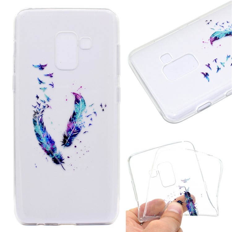 Pattern Printing TPU Back Case for Samsung Galaxy A8 Plus (2018) - Colorized Feather-1