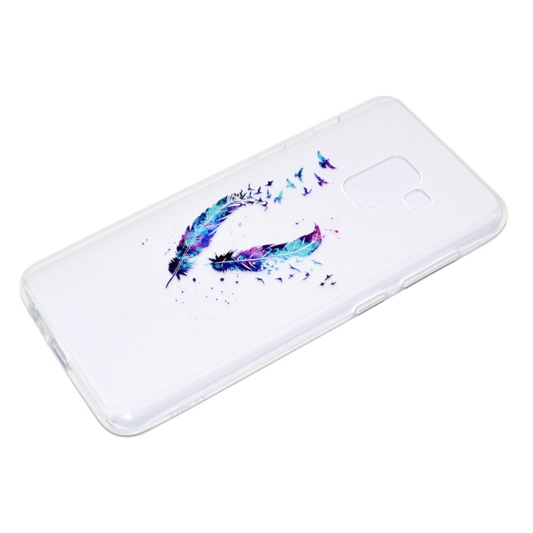 Pattern Printing TPU Back Case for Samsung Galaxy A8 Plus (2018) - Colorized Feather-3