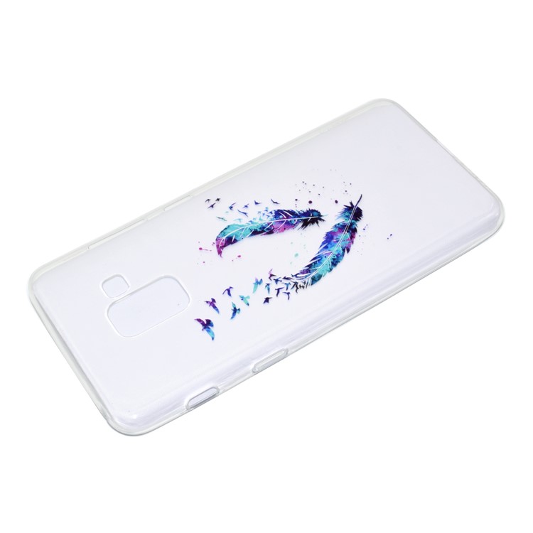 Pattern Printing TPU Back Case for Samsung Galaxy A8 Plus (2018) - Colorized Feather-4