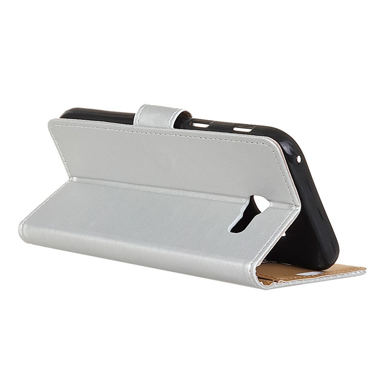 Leather Wallet Stand Flip Cover for Samsung Galaxy A5 (2017) A520 - Silver-4