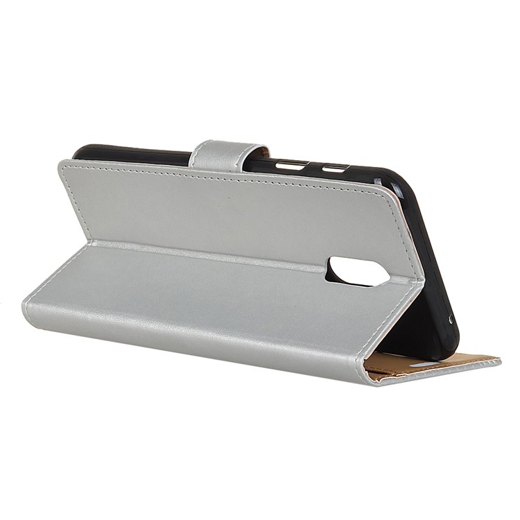 Wallet Stand Leather Mobile Shell for Samsung Galaxy J7+ / Galaxy C8 - Silver-4