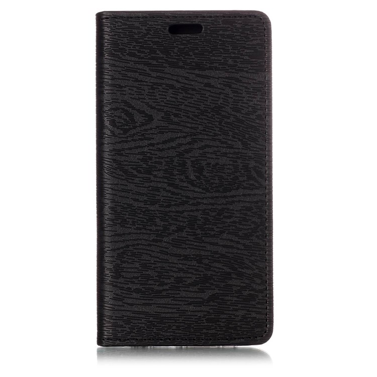 Wood Texture Magnetic Adsorption Leather Stand Case for Samsung Galaxy A8 (2018) - Black-1
