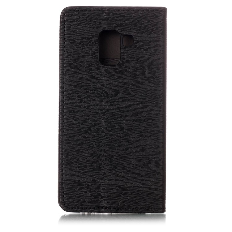 Wood Texture Magnetic Adsorption Leather Stand Case for Samsung Galaxy A8 (2018) - Black-2