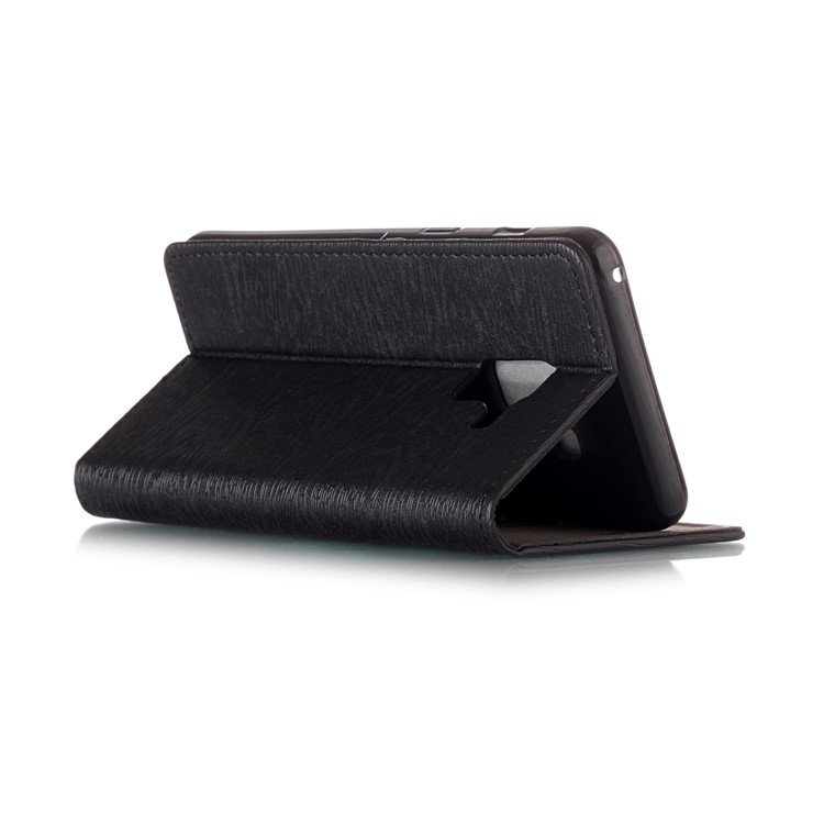 Wood Texture Magnetic Adsorption Leather Stand Case for Samsung Galaxy A8 (2018) - Black-3