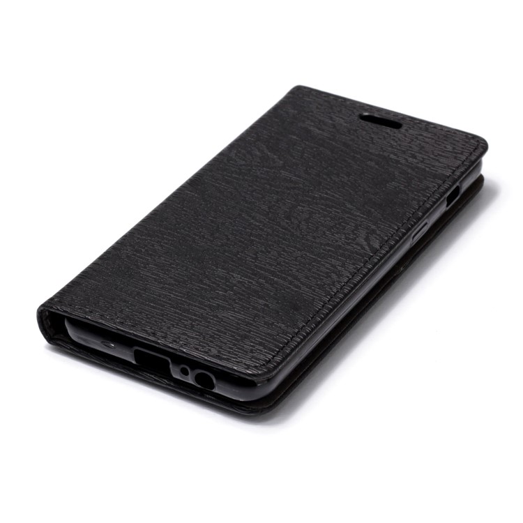 Wood Texture Magnetic Adsorption Leather Stand Case for Samsung Galaxy A8 (2018) - Black-4