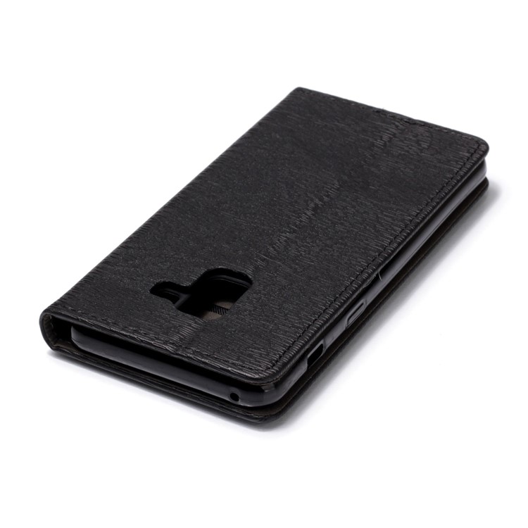 Wood Texture Magnetic Adsorption Leather Stand Case for Samsung Galaxy A8 (2018) - Black-5