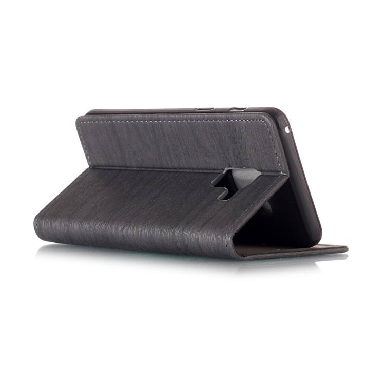 Wood Texture Magnetic Adsorption Leather Stand Cover for Samsung Galaxy A8 (2018) - Grey-4
