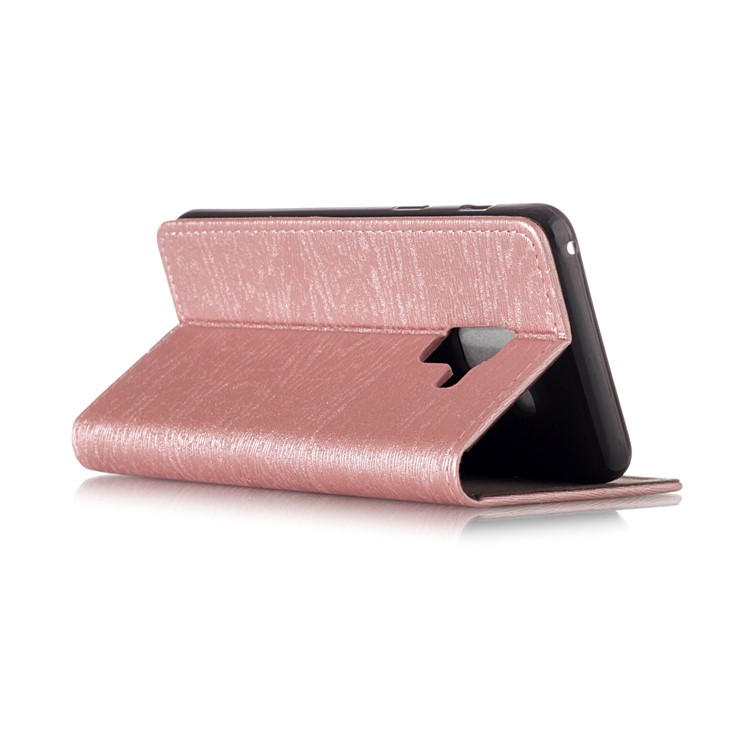 Wood Texture Magnetic Adsorption Leather Stand Shell for Samsung Galaxy A8 (2018) - Pink-3
