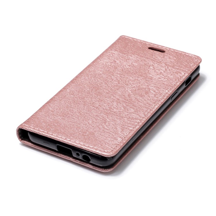 Wood Texture Magnetic Adsorption Leather Stand Shell for Samsung Galaxy A8 (2018) - Pink-4