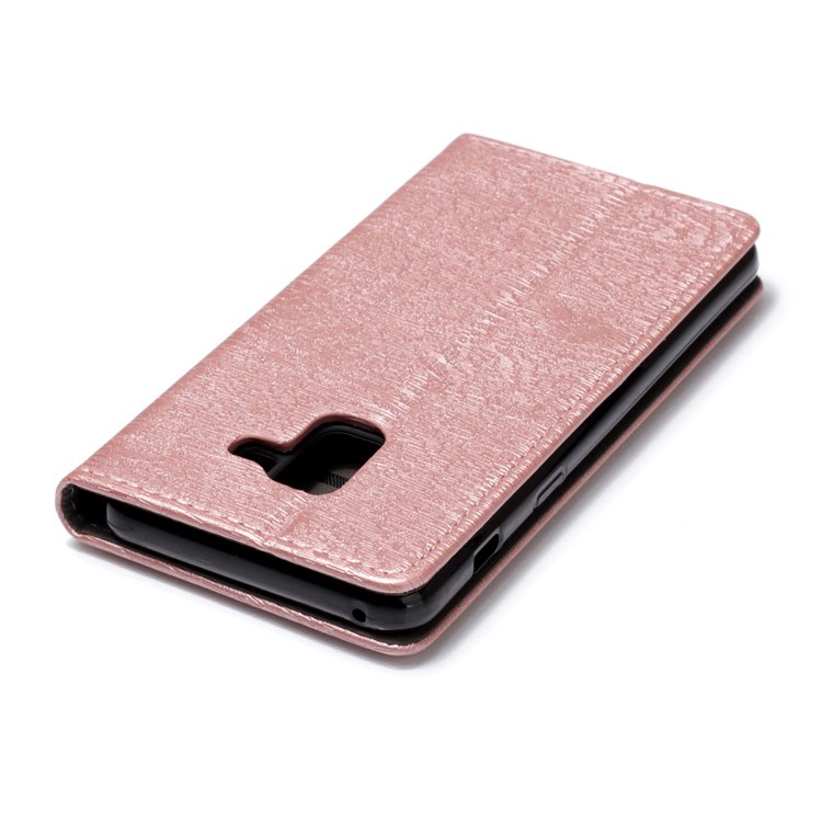 Wood Texture Magnetic Adsorption Leather Stand Shell for Samsung Galaxy A8 (2018) - Pink-5