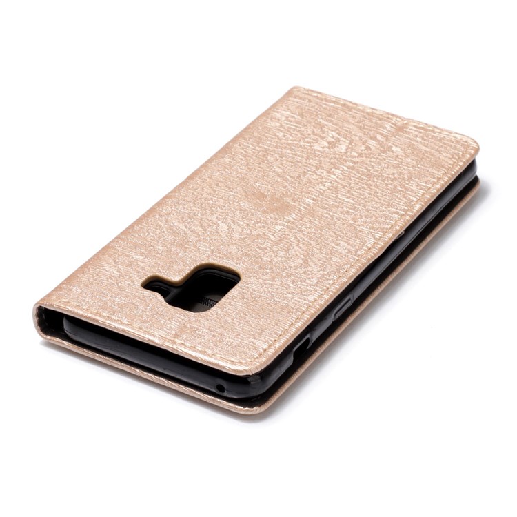 Wood Texture Magnetic Adsorption Leather Stand Casing for Samsung Galaxy A8 (2018) - Gold-5