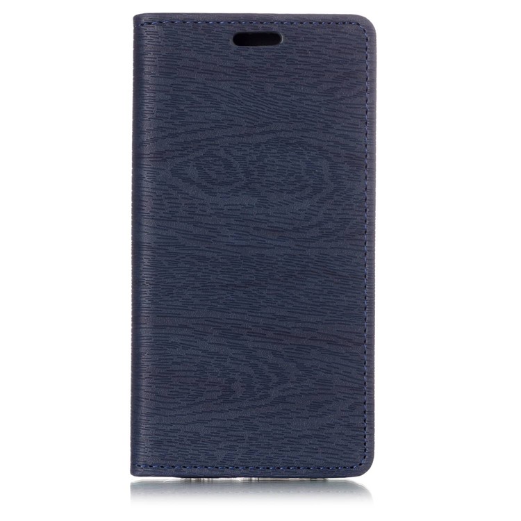 Wood Texture Magnetic Adsorption Leather Stand Mobile Phone Case for Samsung Galaxy A8 (2018) - Blue-1
