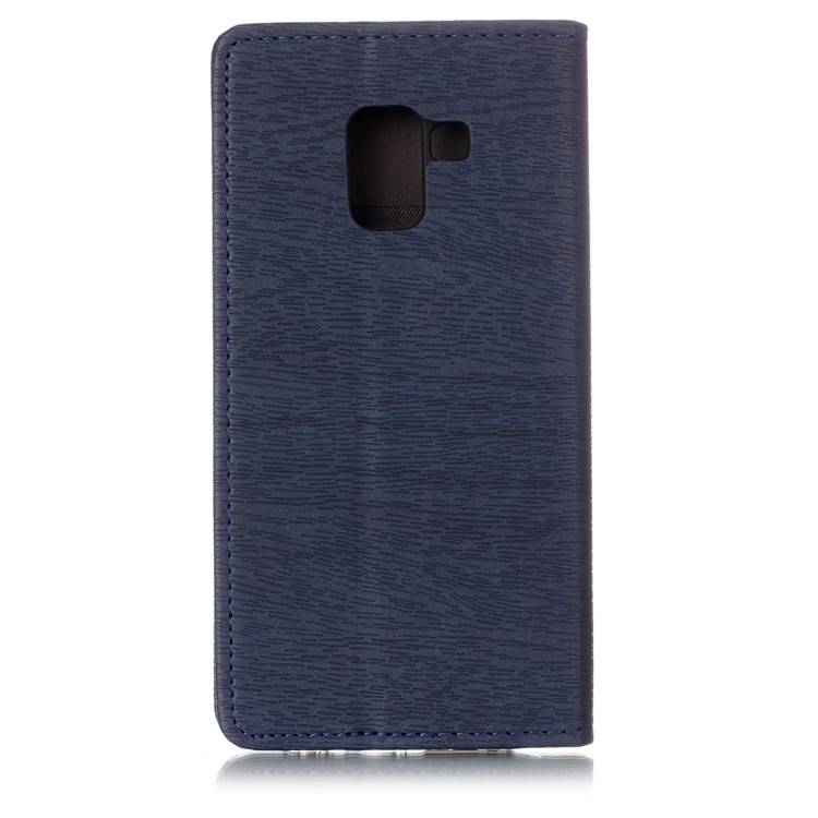 Wood Texture Magnetic Adsorption Leather Stand Mobile Phone Case for Samsung Galaxy A8 (2018) - Blue-2