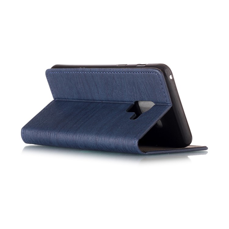 Wood Texture Magnetic Adsorption Leather Stand Mobile Phone Case for Samsung Galaxy A8 (2018) - Blue-3