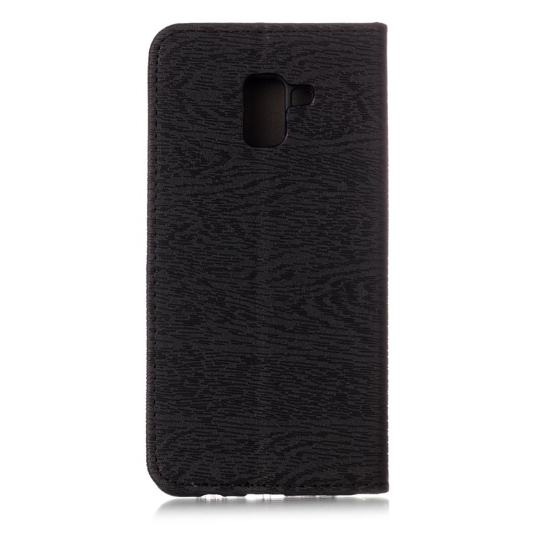 Tree Bark Texture Auto-absorbed Leather Card Holder Case for Samsung Galaxy A8 Plus (2018) - Black-2