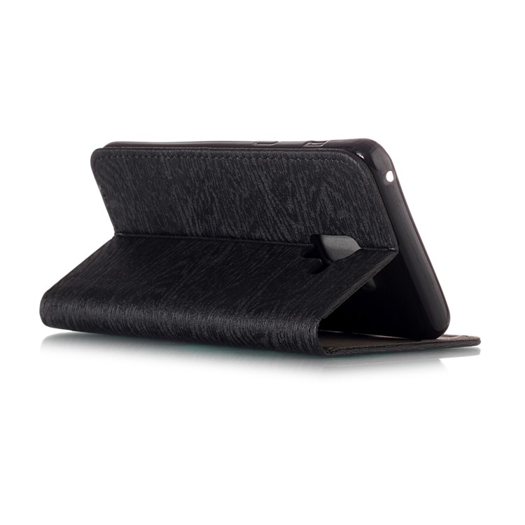 Tree Bark Texture Auto-absorbed Leather Card Holder Case for Samsung Galaxy A8 Plus (2018) - Black-3