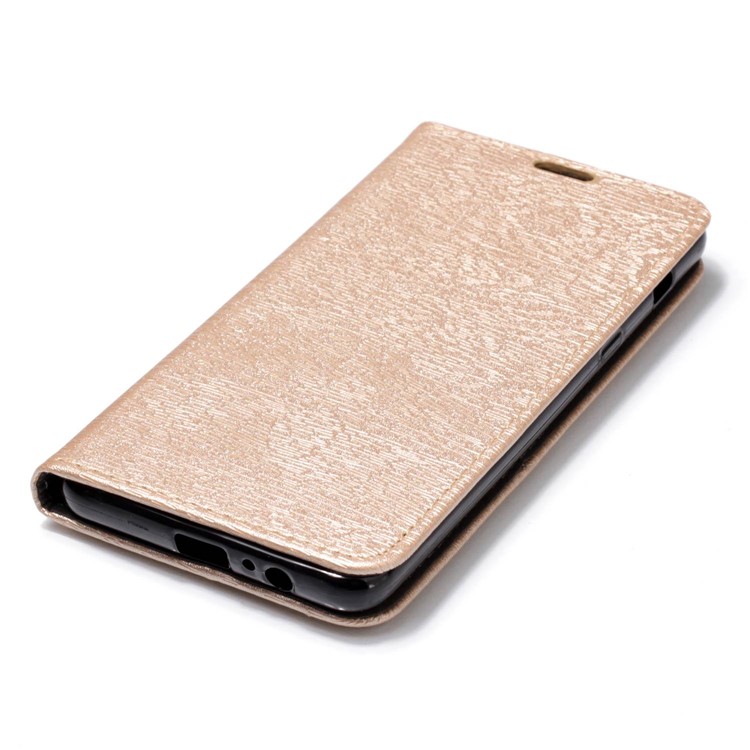 Tree Bark Texture Auto-absorbed Leather Stand Flip Case for Samsung Galaxy A8 Plus (2018) - Gold-4