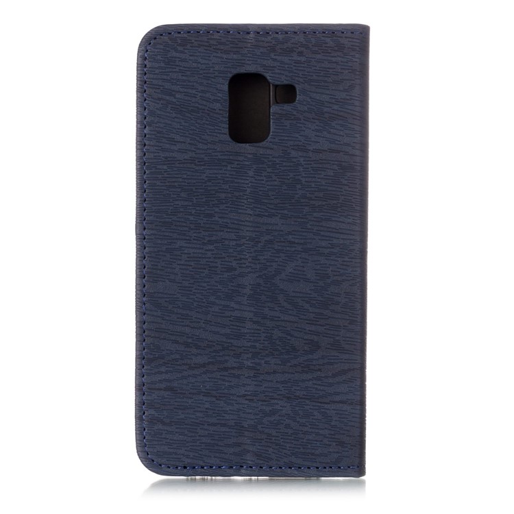 Tree Bark Texture Magnetic Adsorption Leather Stand Mobile Cover for Samsung Galaxy A8+ (2018) - Dark Blue-2