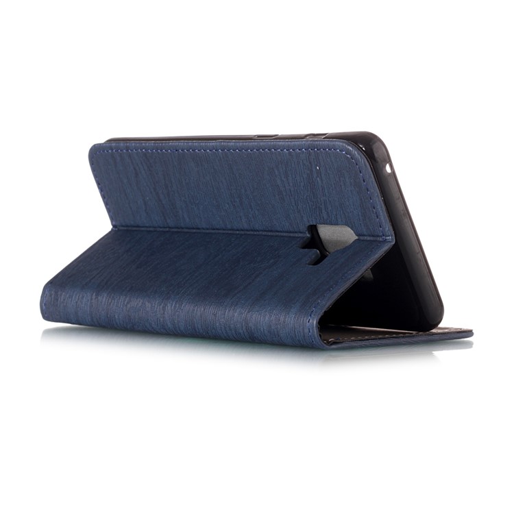 Tree Bark Texture Magnetic Adsorption Leather Stand Mobile Cover for Samsung Galaxy A8+ (2018) - Dark Blue-3