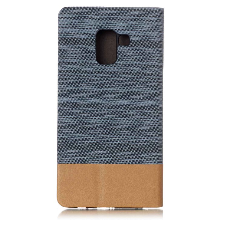 For Samsung Galaxy A8 (2018) Canvas Stand Leather Card Holder Protective Casing - Baby Blue-2