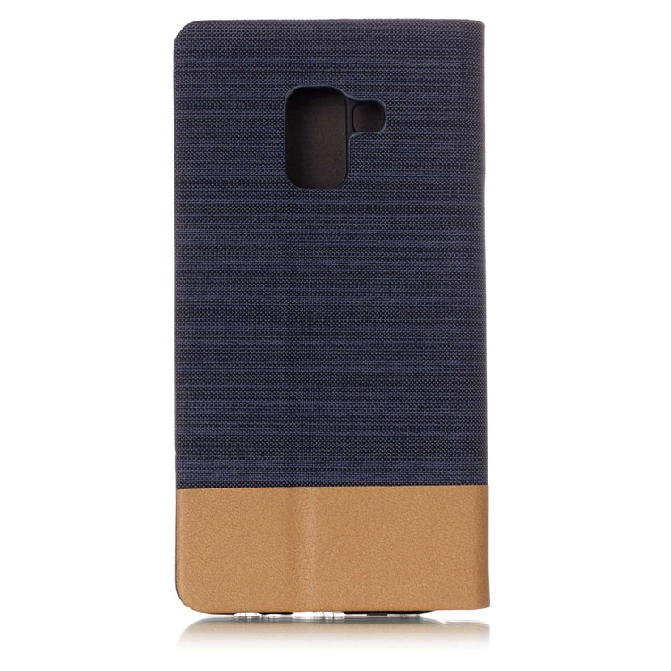 Canvas Stand Leather Card Holder Flip Cover for Samsung Galaxy A8 (2018) - Dark Blue-2