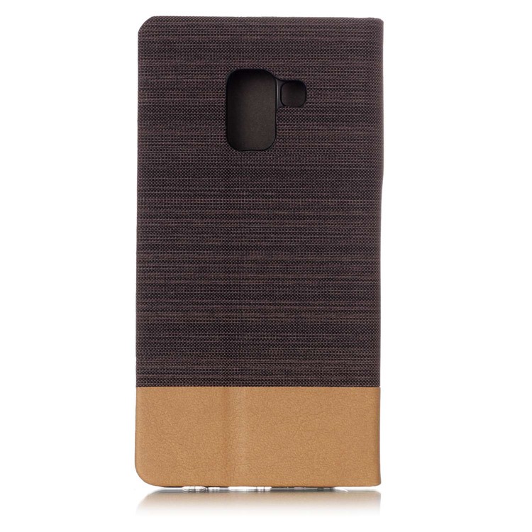 Canvas Stand Leather Cover with Card Holder for Samsung Galaxy A8 (2018) - Coffee-2