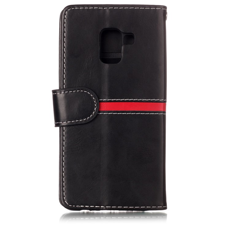 For Samsung Galaxy A8 (2018) Graceful Series Foldable Leather Wallet Phone Casing - Black-2