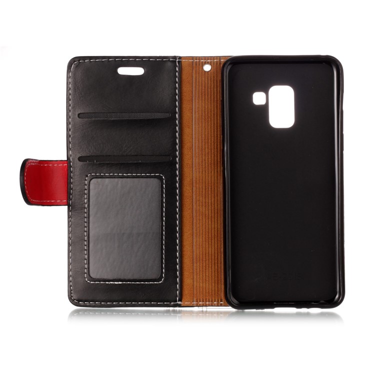 For Samsung Galaxy A8 (2018) Graceful Series Foldable Leather Wallet Phone Casing - Black-3