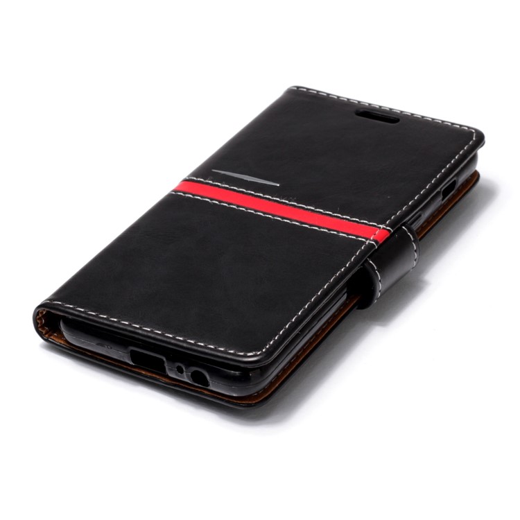 For Samsung Galaxy A8 (2018) Graceful Series Foldable Leather Wallet Phone Casing - Black-5