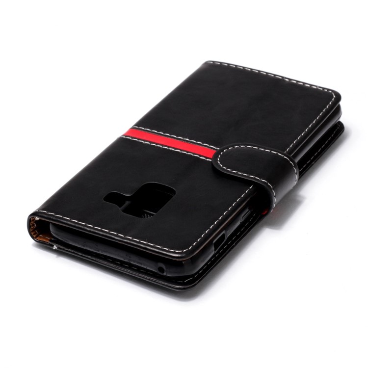 For Samsung Galaxy A8 (2018) Graceful Series Foldable Leather Wallet Phone Casing - Black-6