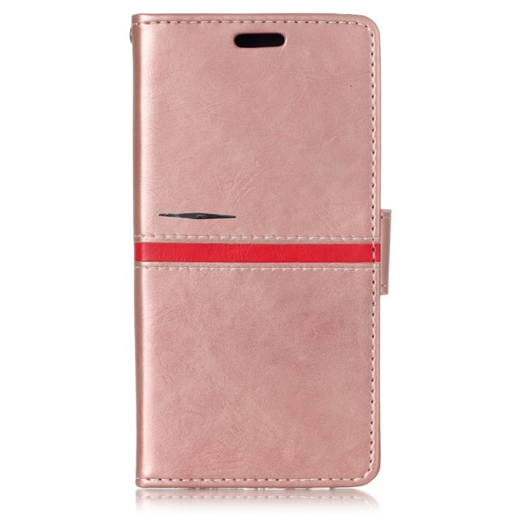 For Samsung Galaxy A8 (2018) Graceful Series Foldable Leather Wallet Folio Mobile Case - Pink-1
