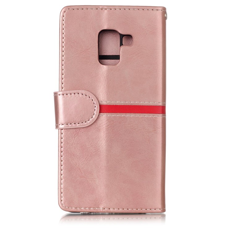 For Samsung Galaxy A8 (2018) Graceful Series Foldable Leather Wallet Folio Mobile Case - Pink-2