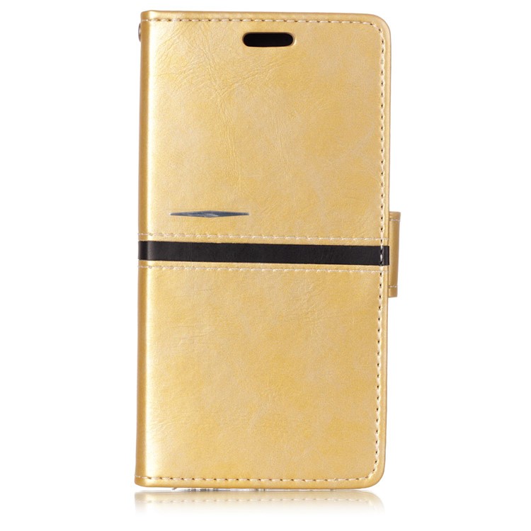Graceful Series Foldable Leather Wallet Case Accessory for Samsung Galaxy A8 (2018) - Gold-1