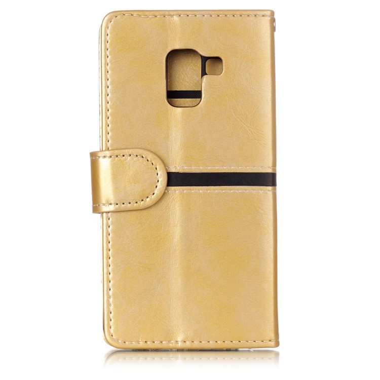 Graceful Series Foldable Leather Wallet Case Accessory for Samsung Galaxy A8 (2018) - Gold-2