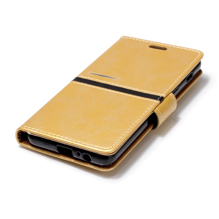 Graceful Series Foldable Leather Wallet Case Accessory for Samsung Galaxy A8 (2018) - Gold-5
