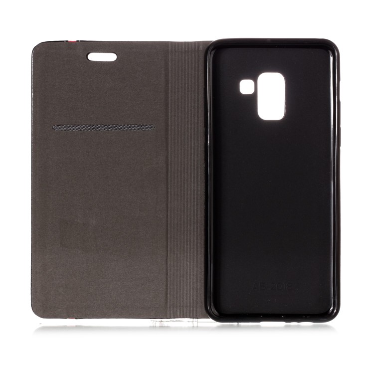 Contrast Color Card Holder Stand Leather Phone Case for Samsung Galaxy A8 (2018) - Black-3