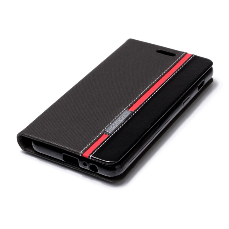 Contrast Color Card Holder Stand Leather Phone Case for Samsung Galaxy A8 (2018) - Black-5