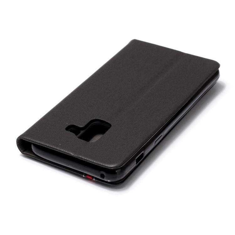 Contrast Color Card Holder Stand Leather Phone Case for Samsung Galaxy A8 (2018) - Black-6