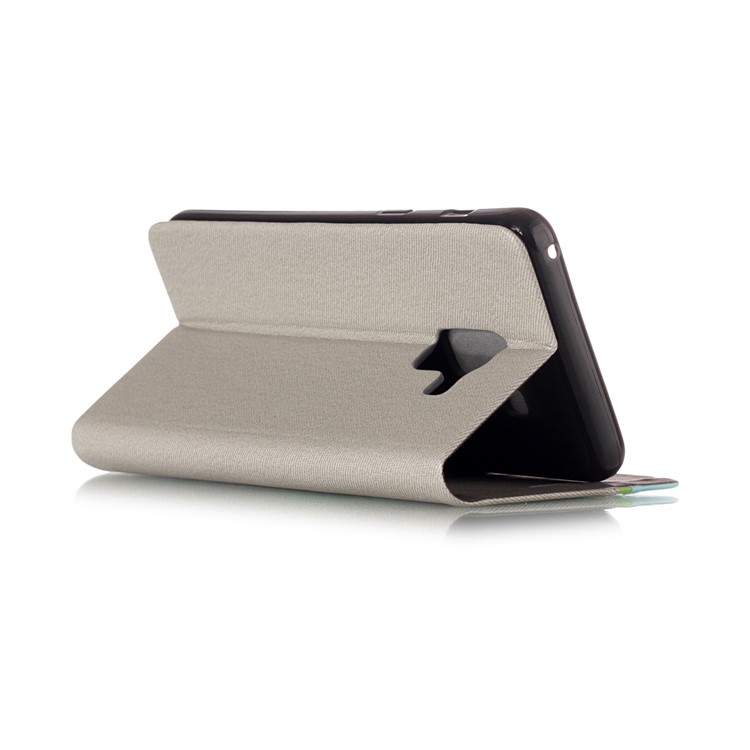 Contrast Color Card Holder Stand Leather Phone Cover for Samsung Galaxy A8 (2018) - Grey-3