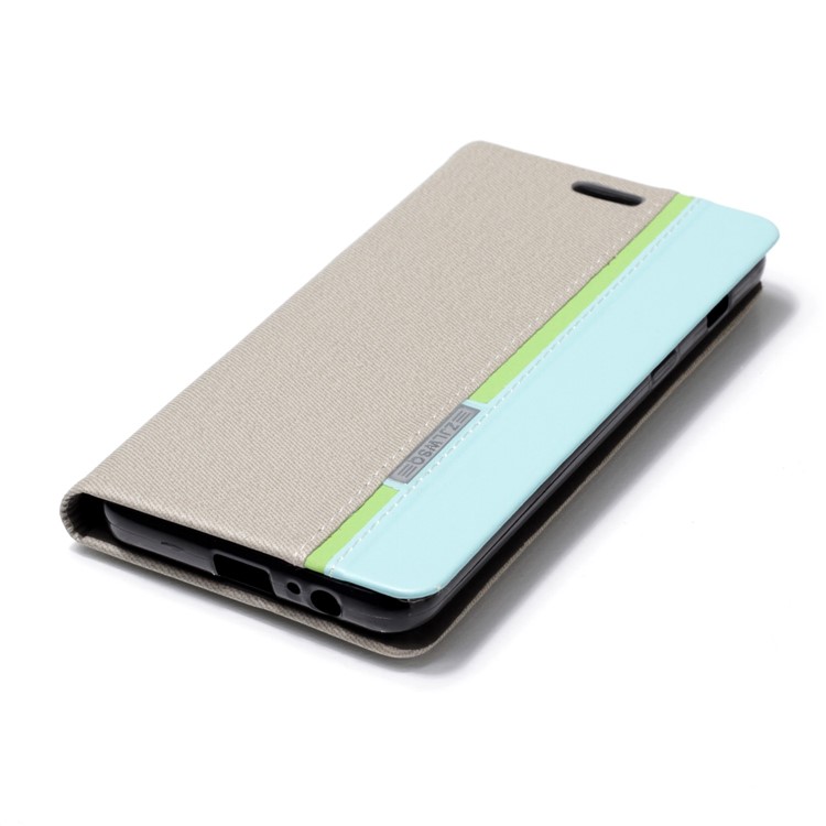 Contrast Color Card Holder Stand Leather Phone Cover for Samsung Galaxy A8 (2018) - Grey-4