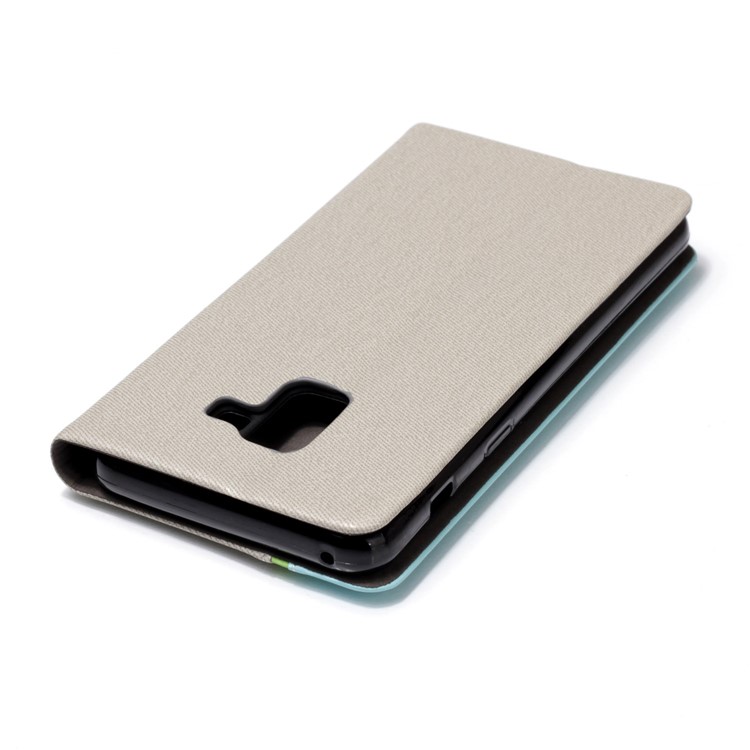 Contrast Color Card Holder Stand Leather Phone Cover for Samsung Galaxy A8 (2018) - Grey-5