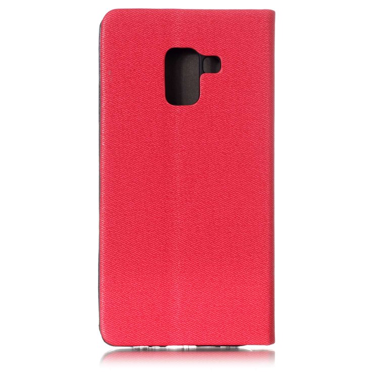 Contrast Color Card Holder Stand Leather Mobile Case for Samsung Galaxy A8 (2018) - Red-2