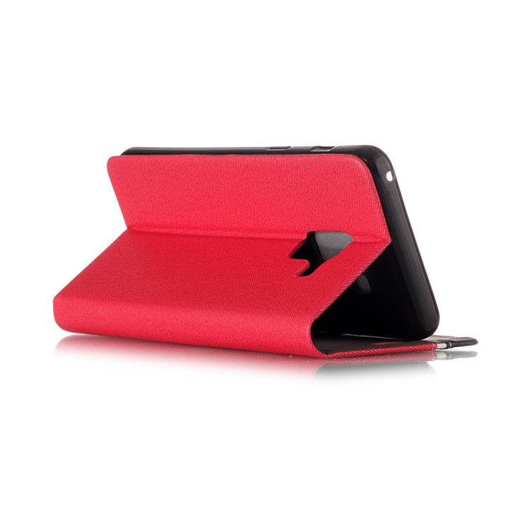 Contrast Color Card Holder Stand Leather Mobile Case for Samsung Galaxy A8 (2018) - Red-3
