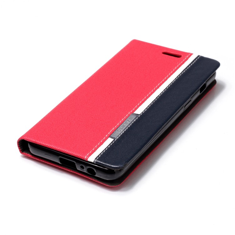 Contrast Color Card Holder Stand Leather Mobile Case for Samsung Galaxy A8 (2018) - Red-4